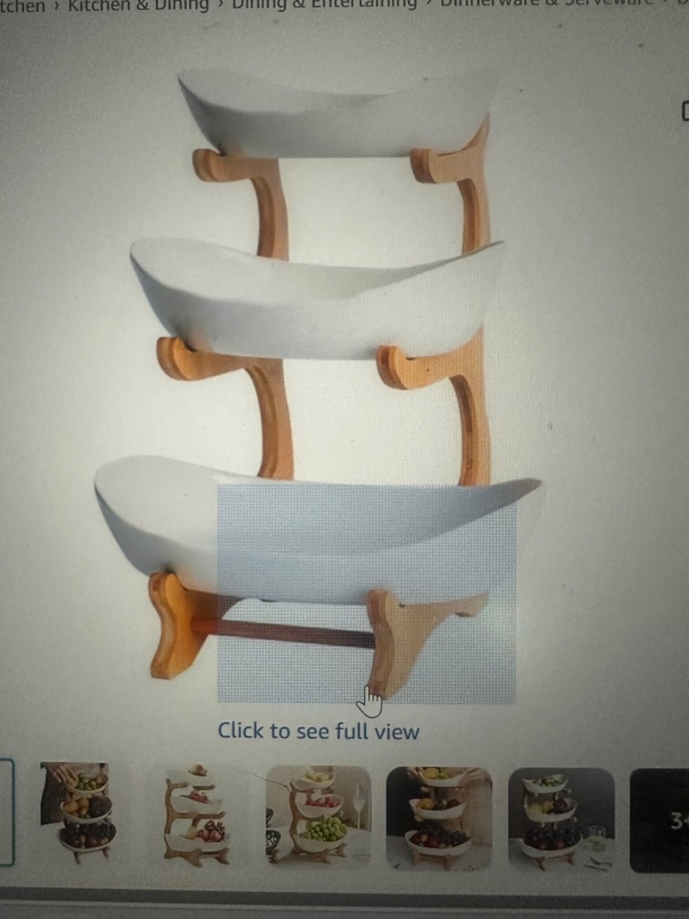Three-Tier Fruit Bowl Rack - White plastic Bowls with Natural Wood